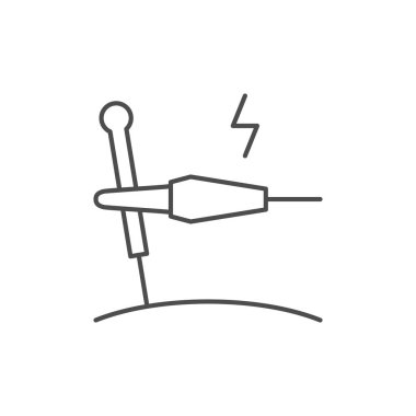 Akupunktur elektrik uyarma hattı simgesi beyaza izole edildi. Alternatif terapi, tıbbi iğneler, Çin geleneksel tıbbı. Vektör illüstrasyonu