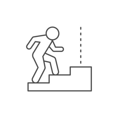 Merdiven tırmanma çizgisi simgesi beyaz üzerine izole edilmiş. Vektör illüstrasyonu