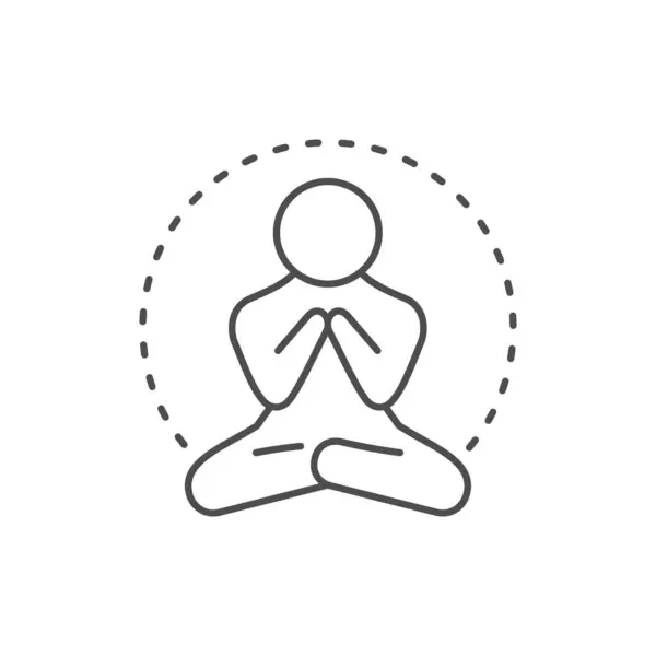 Иконка Контура Линии Медитации Изолирована Белом Векторная Иллюстрация Стоковая Иллюстрация