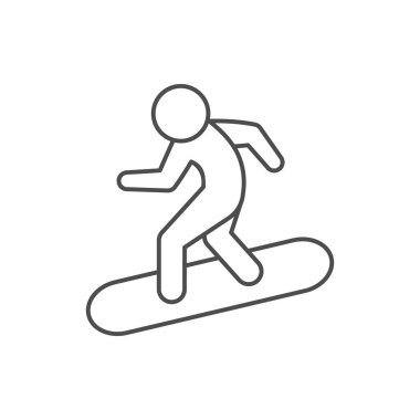 Snowboardcunun binicilik çizgisi simgesi beyaz üzerine izole edilmiş. Vektör illüstrasyonu
