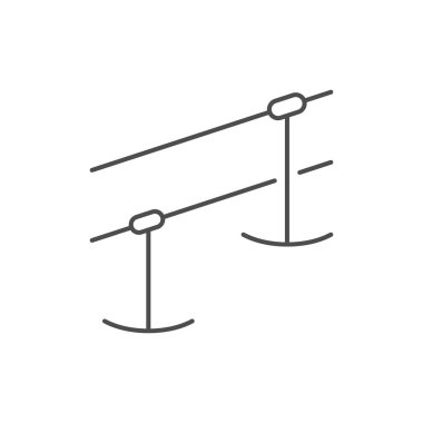 Kayak kaldırma çizgisi ana hatları simgesi beyaz üzerine izole edildi. Vektör illüstrasyonu