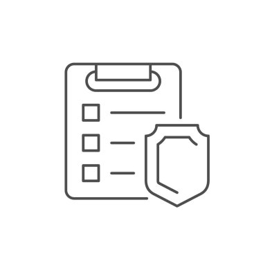 Sigorta sözleşmesi ana hatları beyaz üzerine izole edilmiş. Vektör illüstrasyonu