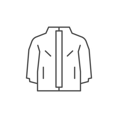 Kayakçı ceketi çizgisi ana hatları beyaz üzerine izole edilmiş. Vektör illüstrasyonu