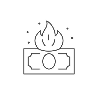 Para enflasyonu çizgisi beyaz üzerine izole edilmiş bir simge. Vektör illüstrasyonu