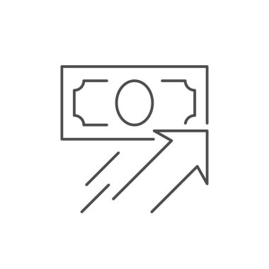 Para büyüme çizgisi ana hatları beyaz üzerine izole edilmiş ikon. Vektör illüstrasyonu