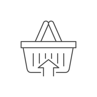 Yemek sepeti artışı simgesi beyaza izole edildi. Vektör illüstrasyonu