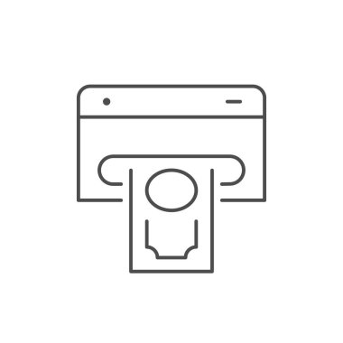 Para basma hattı ana hatları simgesi beyaza izole edildi. Vektör illüstrasyonu