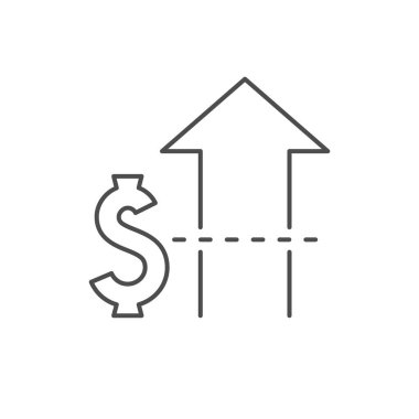 Finansal olarak yükselen çizgi ana hatları beyaz üzerine izole edilmiş. Vektör illüstrasyonu