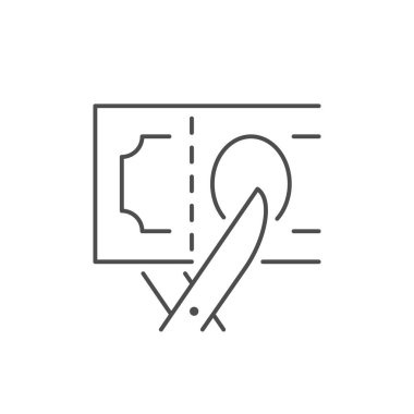 Gider çizgisi kesme simgesi beyaza izole edildi. Vektör illüstrasyonu