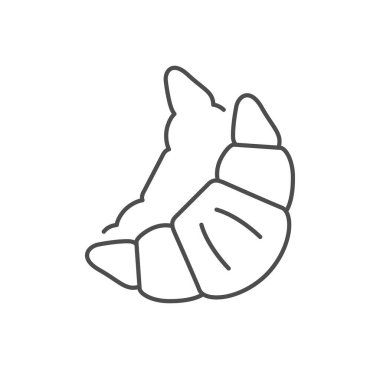 Beyaz üzerine izole edilmiş iki kruvasan çizgisi ikonu. Vektör illüstrasyonu