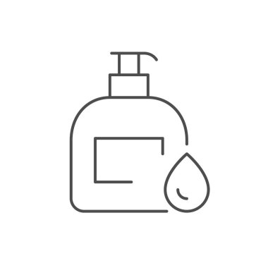 Nemlendirici losyon ana hatları beyaz üzerine izole edilmiş ikon. Vektör illüstrasyonu