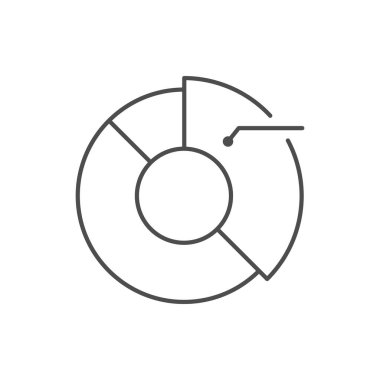 Yuvarlak diyagram ana hatları simgesi beyaza izole edildi. Vektör illüstrasyonu