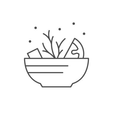 Sebze salatasının ana hatları beyaza izole edilmiş. Vektör illüstrasyonu