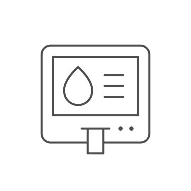 Glucometer makinesinin ana hatları beyaz üzerine izole edilmiş. Vektör illüstrasyonu