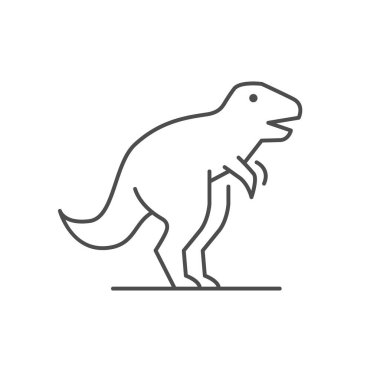 Dinozor model çizgisi simgesi beyaza izole edilmiş. Vektör illüstrasyonu