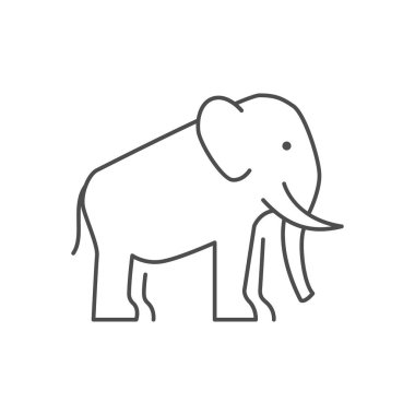 Mamut ya da fil çizgisi ikonu beyaza izole edilmiş. Vektör illüstrasyonu