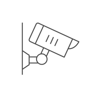 Güvenlik kamerası çizgisi simgesi beyaza izole edildi. Vektör illüstrasyonu