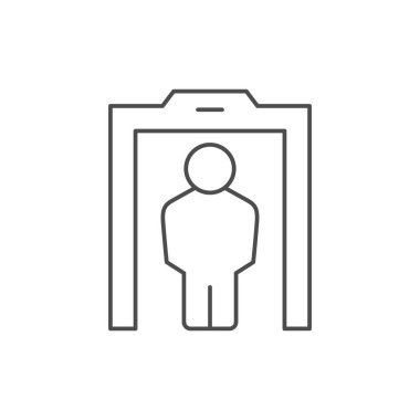 Metal dedektör çizgisi çizgisi simgesi beyaza izole edildi. Vektör illüstrasyonu