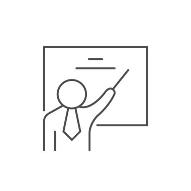 Sunum süreci çizgisi simgesi beyaza izole edildi. Vektör illüstrasyonu