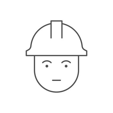 İnşaatçı ya da işçi çizgisi ana hatları beyaz üzerine izole edilmiş. Vektör illüstrasyonu