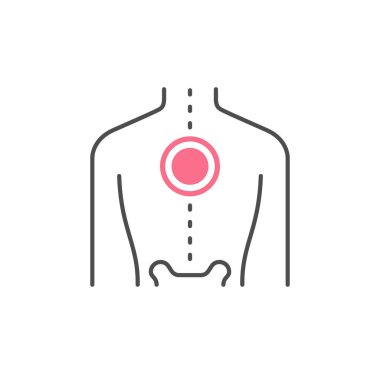 Sırt ya da omurga ağrısı ikonu beyaza izole edilmiş. Vektör illüstrasyonu