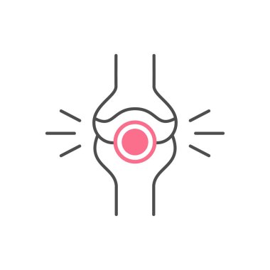 Eklem ağrısı çizgisi ana hatları beyaz üzerine izole edilmiş. Vektör illüstrasyonu