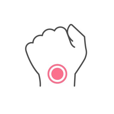 Bilek ağrısı taslak simgesi beyaza izole edildi. Vektör illüstrasyonu