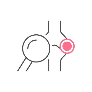 Eklem ağrısı inceleme çizgisi simgesi beyaza izole edildi. Vektör illüstrasyonu