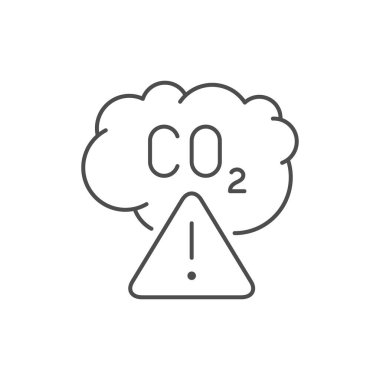 Karbondioksit uyarı çizgisi simgesi beyaza izole edildi. Vektör illüstrasyonu