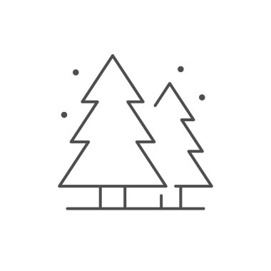 Pine forest line outline icon isolated on white. Vector illustration
