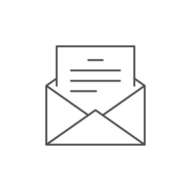 Beyaz üzerine izole edilmiş belge satırı simgesi olan zarf. Vektör illüstrasyonu