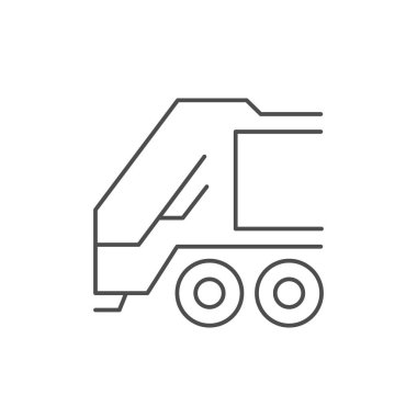 Çöp kamyonu çizgisi çizgisi simgesi beyaza izole edilmiş. Vektör illüstrasyonu