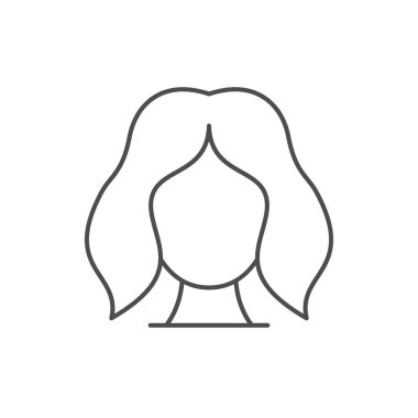 Kadın peruk çizgisi ana hatları beyaz üzerine izole edilmiş. Vektör illüstrasyonu