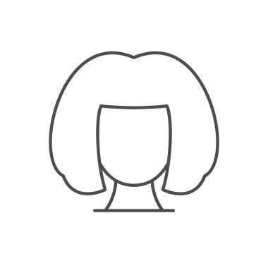 Kadın peruk çizgisi ikonu beyaza izole edilmiş. Vektör illüstrasyonu