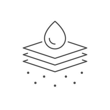 Su geçirmez malzeme çizgisi ana hatları beyaz üzerine izole edilmiş. Vektör illüstrasyonu