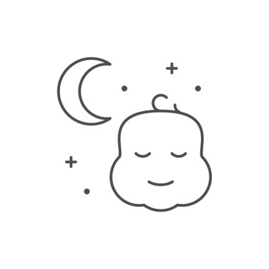 Uyuyan yeni doğan çizgi ana hatları beyaz üzerine izole edilmiş. Vektör illüstrasyonu