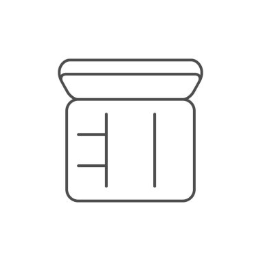 Açık beslenme çantası ana hatları simgesi beyaz üzerinde izole. Vektör illüstrasyonu