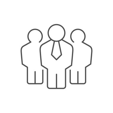 İş takımı ana hatları simgesi beyaza izole edildi. Vektör illüstrasyonu