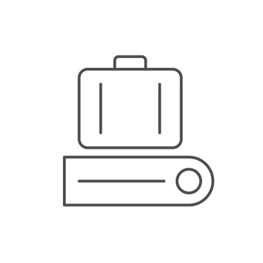 Bagaj taşıyıcı hat simgesi beyaza izole edildi. Vektör illüstrasyonu