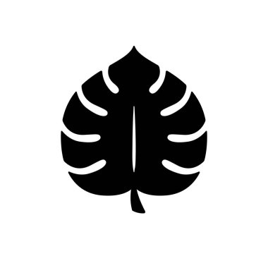 Beyaza izole edilmiş tropikal çiçek yaprağı sembolü. Vektör illüstrasyonu