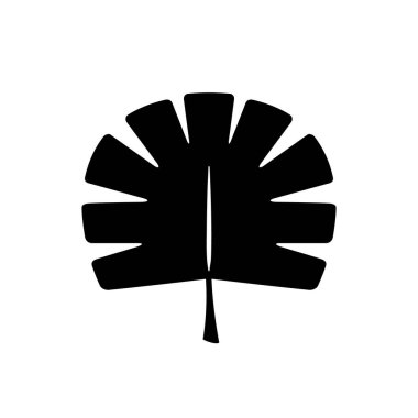 Beyaza izole edilmiş tropikal çiçek yaprağı sembolü. Vektör illüstrasyonu