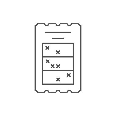 Lottery ticket line outline icon isolated on white. Vector illustration