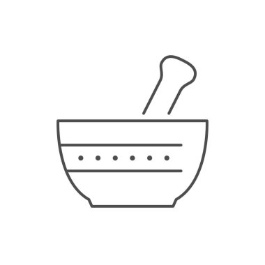 Havan topu ve tokmak çizgisi simgesi beyaza izole edildi. Vektör illüstrasyonu