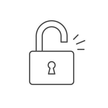 Kilit çizgisi simgesi beyaza izole edildi. Vektör illüstrasyonu