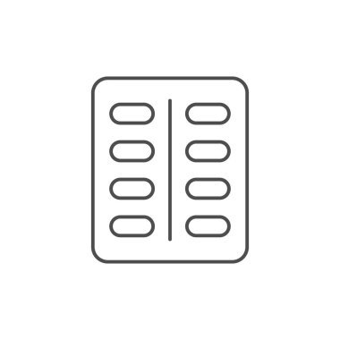 Hap çizgisi taslak simgesi beyaza izole edildi. Vektör illüstrasyonu