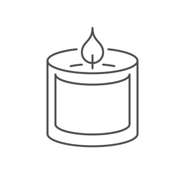 Cam kavanoz çizgisi ikonunda mum beyaza izole edilmiş. Vektör illüstrasyonu
