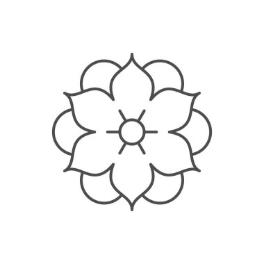 Soyut mandala çizgisi ana hatları beyaz üzerine izole edilmiş. Vektör illüstrasyonu