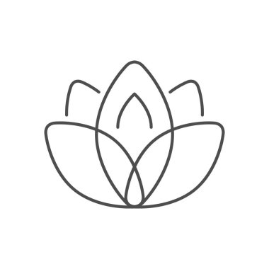 Nilüfer çiçeği çizgisi ana hatları beyaz üzerine izole edilmiş. Vektör illüstrasyonu