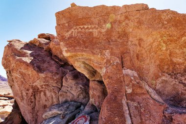 Yerbas Buenas Arkeolojik Alanı - Şili. Mağara Resimleri, Atacama Çölü. San Pedro de Atacama.