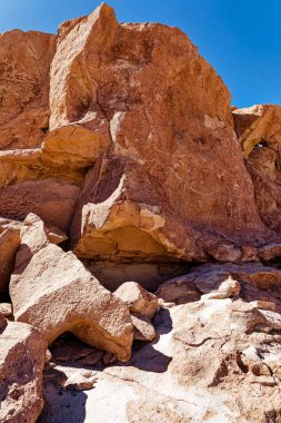 Yerbas Buenas Arkeolojik Alanı - Şili. Mağara Resimleri, Atacama Çölü. San Pedro de Atacama.